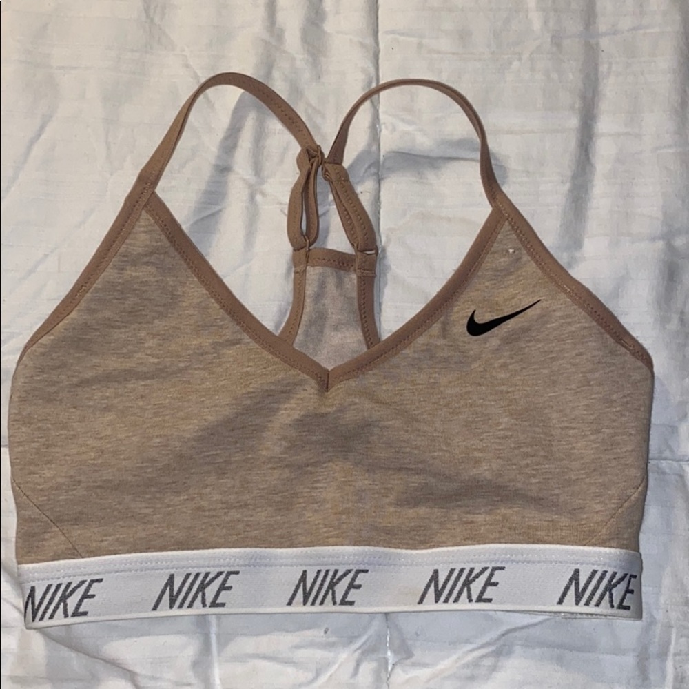 NIKE tan spaghetti strap sports bra